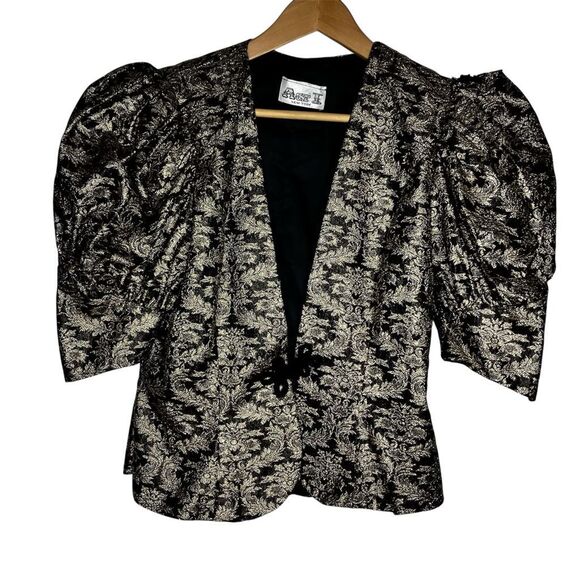 Vintage Act I New York Metallic Brocade Puff Sleeve Blazer Jacket Halloween - Picture 1 of 5